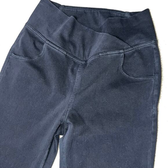 black Flare pull on Legging stretch  pants Criss Cross Waist Med Petite - Picture 3 of 5